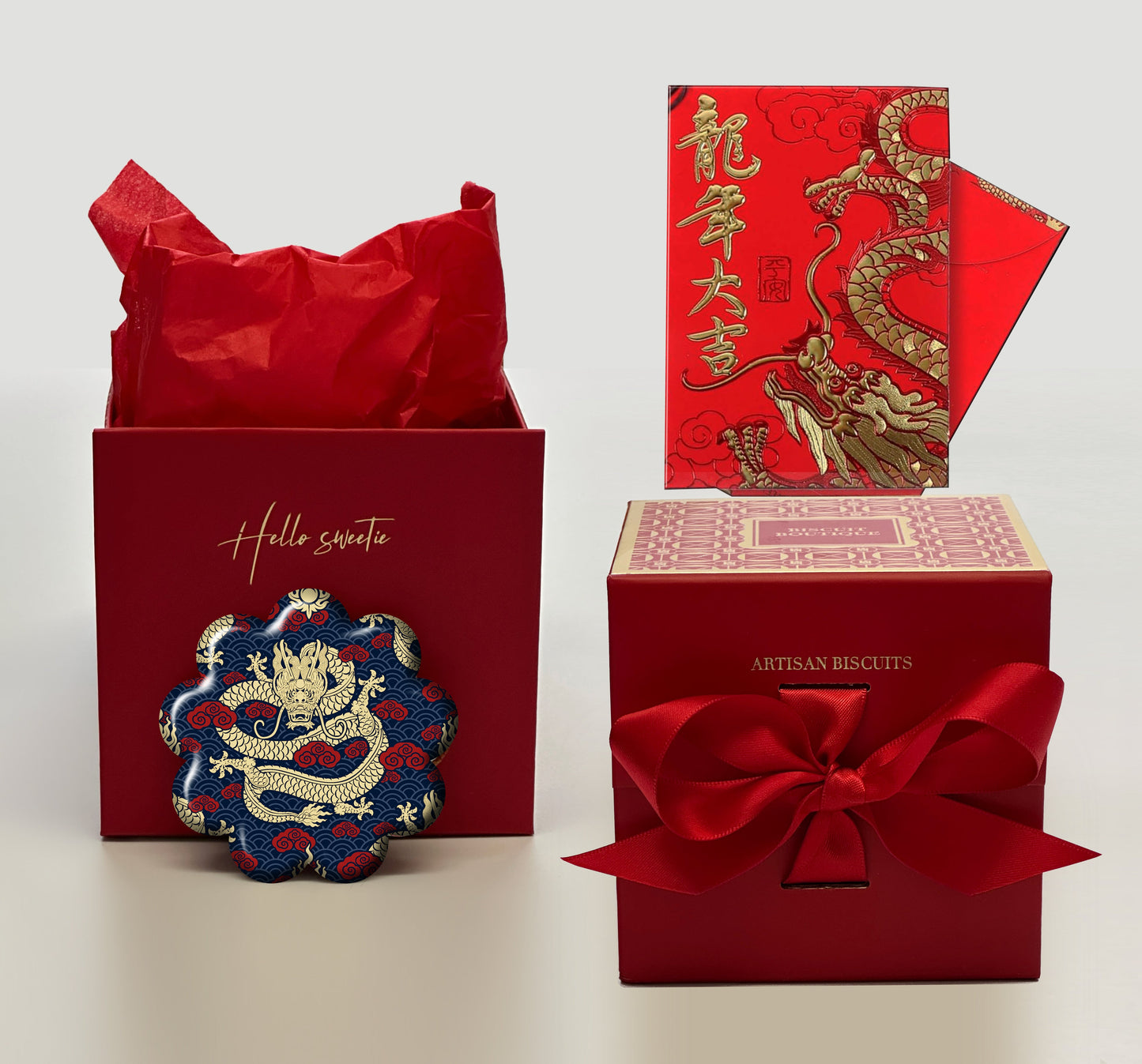 YD2R - Lunar New Year - the Dragon Speculoos biscuits with Forever roses and  Red envelope