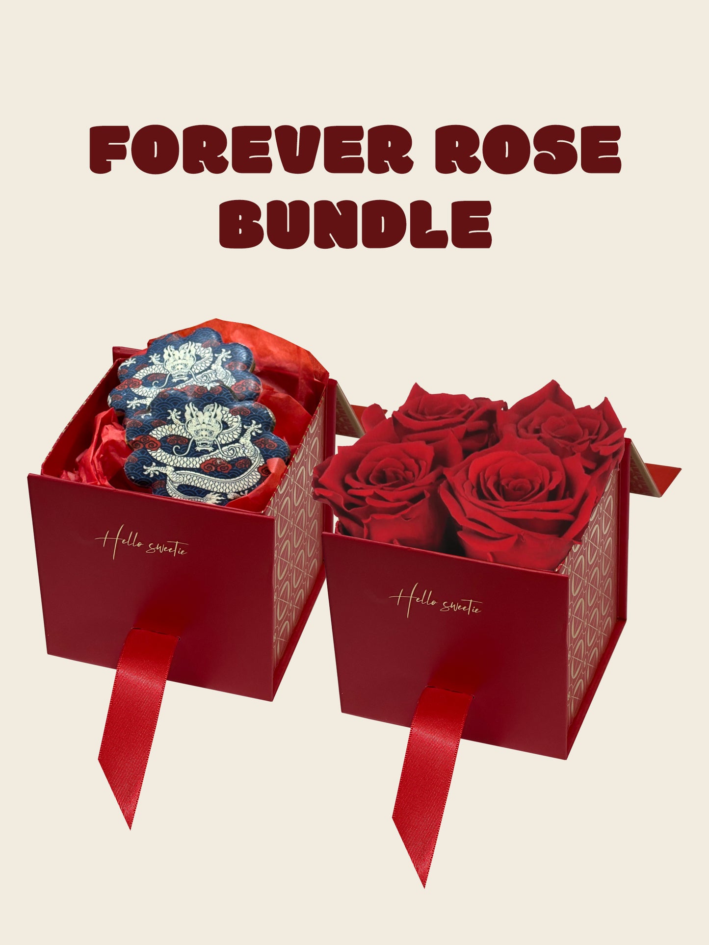 YD2R - Lunar New Year - the Dragon Speculoos biscuits with Forever roses and  Red envelope